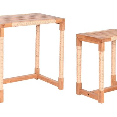 SIDE TABLE SET 2 FIR ROPE 58X38X60 MB209211