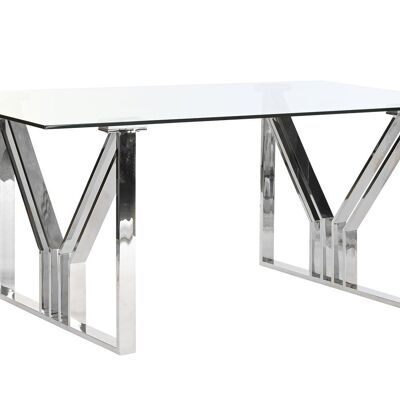 Mesa Comedor Acero Cristal 180X90X75 Cromado MB199634