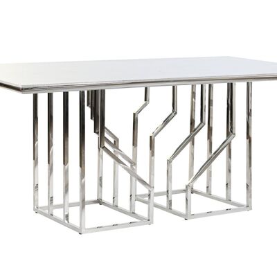 MESA COMEDOR ACERO CRISTAL 180X90X75 SIMIL MARMOL MB199639