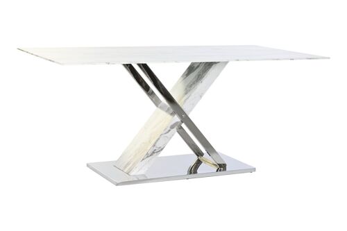 Mesa Comedor Acero Cristal 180X90X78 Simil Marmol MB200029