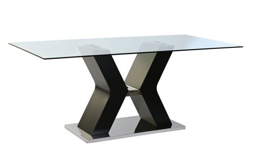 Mesa Comedor Cristal Templado Mdf 180X90X76 Negro MB203509