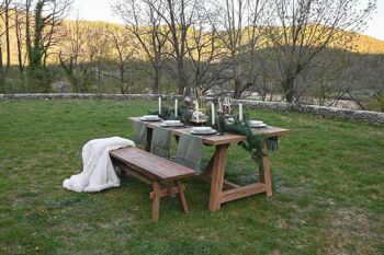 Table à manger en bois de pin recyclé 220X100X76 MB211535 2