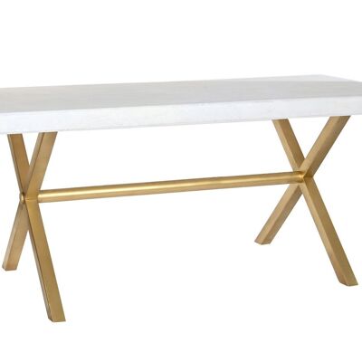 BRASS HANDLE DINING TABLE 180X90X76 WHITE RHOMBUS MB200450