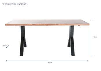 TABLE DE REPAS METAL JAMUN 180X90X75 NATUREL MB205746 6