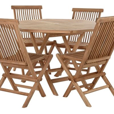 ESSTISCH-SET 5 TEAK 120X120X75 100,00 4 STÜHLE MB193185