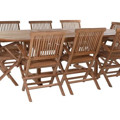DINING TABLE SET 9 TEAK 180X120X75 EXTENSIBLE TO 24 MB193181