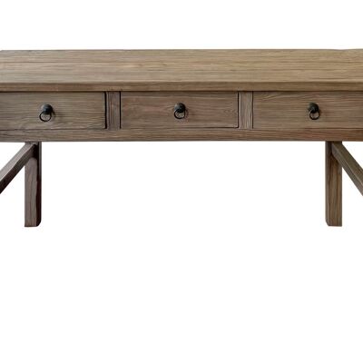 SOLID ELM TABLE 169X75X85 3 NATURAL DRAWERS MB213713