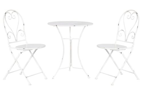 Mesa Set 3 Metal 60X60X70 Desgastado Blanco MB211607