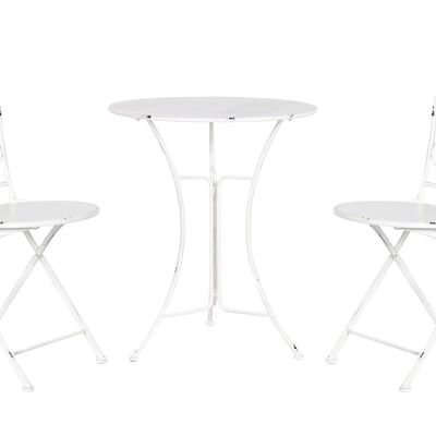 Mesa Set 3 Metal 60X60X70 Desgastado Blanco MB211607