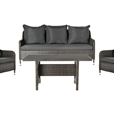 Set Tavolo 4 Rattan Sintetico Acciaio 175X73X81 MB200899