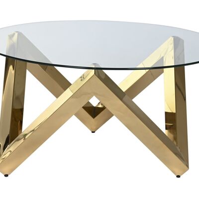 COFFEE TABLE STEEL TEMPERED GLASS 90X90X45 GOLDEN MB202976