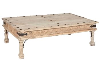 TABLE DE CENTRE EN BOIS MASSIF 150X90X45 SCULPTÉ MB213747 2