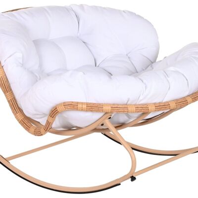 SYNTHETIC RATTAN STEEL ROCKING CHAIR 108X108X80 WHITE MB211147