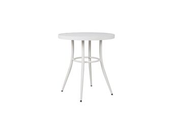 TABLE ALUMINIUM 70X70X75 EXTÉRIEUR BLANC BROSSÉ MB213797