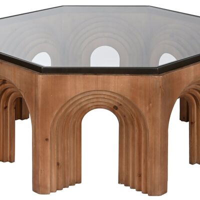 Mesa Centro Abeto Cristal 99X99X46 Arco Marron MB212220