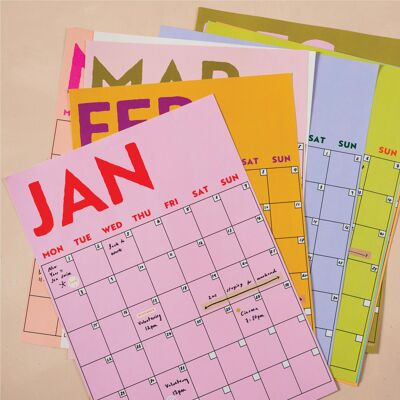 Monthly Undated A3 Wall Planner | 12 Pages | Colourburst