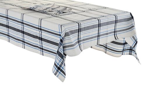 MANTEL SET 9 ALGODON 250X150X0,5 CUADROS AZUL PC201921