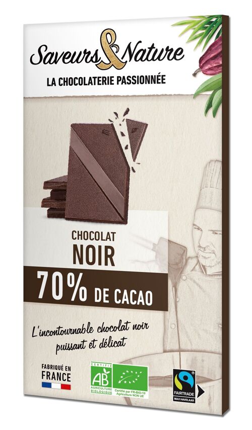 Tablette de Chocolat Noir 70% de Cacao