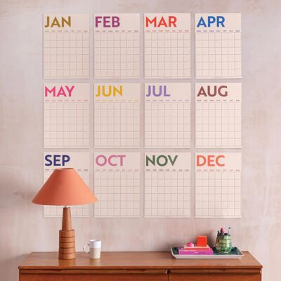 Monthly Undated A3 Wall Planner | 12 Pages | Simply Bright