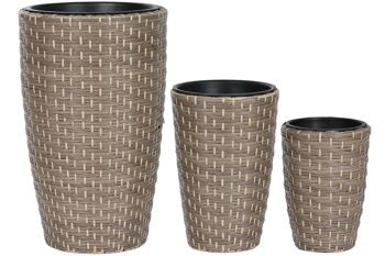 POT DE FLEUR SET 3 ROTIN SYNTHÉTIQUE PP 37X37X60 NATUREL MC211107 1