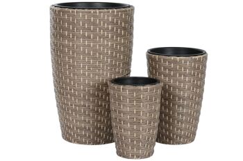 POT DE FLEUR SET 3 ROTIN SYNTHÉTIQUE PP 37X37X60 NATUREL MC211107 4