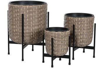 POT DE FLEUR SET 3 ROTIN SYNTHÉTIQUE PP 35X35X60 NATUREL MC211112 5