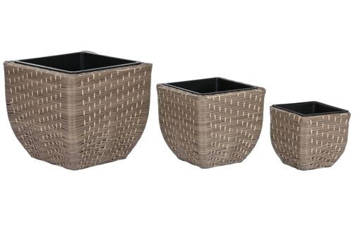 MACETERO SET 3 RATAN SINTETICO PP 40X40X36 NATURAL MC211111