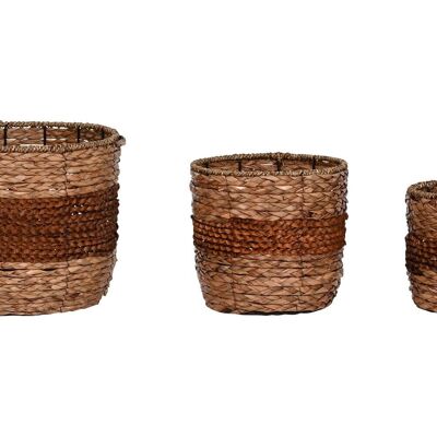 POT SET 3 SEAGRASS METAL 33X33X28 BRAIDED MC213250