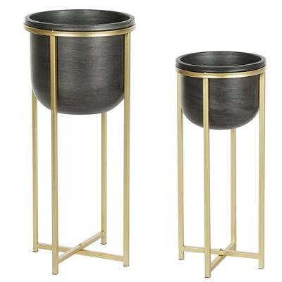 PLANTER SET 2 METAL 28X28X65 BLACK MC205993