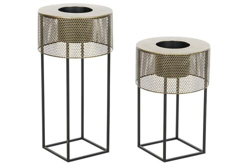 Macetero Set 2 Metal 33X33X67 Negro MC205995