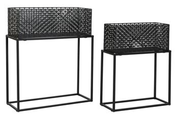 JARDINIÈRE SET 2 MÉTAL 60X22X70 NOIR MC205976 1