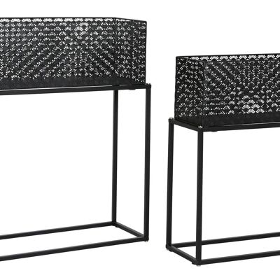 Macetero Set 2 Metal 60X22X70 Negro MC205976