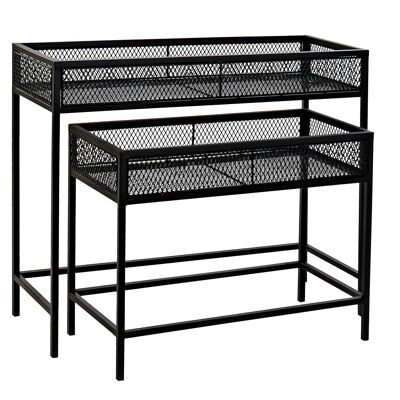 Macetero Set 2 Metal 70X25X60,5 55X25X45 Negro MC213035