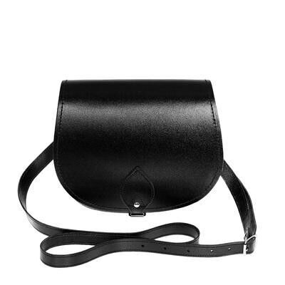 Handgefertigte Satteltasche aus Leder - Schwarz