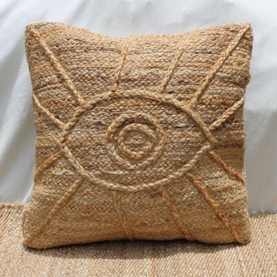 Housse de coussin en jute tressée à la main naturelle