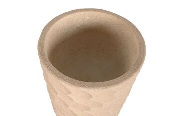 POT DE FLEUR EN FIBRE DE VERRE 40,5X40,5X91 BEIGE BRUT MC209814 2