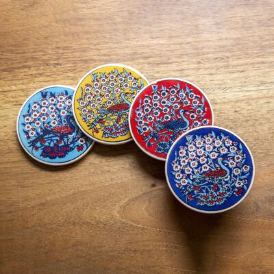 Ceramic Coasters Set of 4 Peacock 10cm