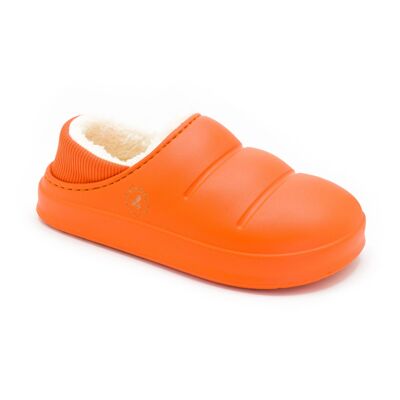 Veganer Winter-Pantoletten-Clog. Orangefarbene hohe Socke von Simson