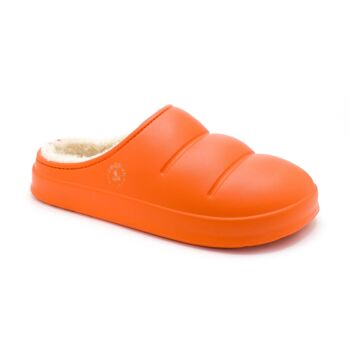 Sabot mule d'hiver végétalien. Chaussette basse orange Simson 1