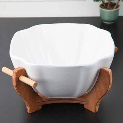 Rozela Ceramic Serving Bowl - Classical White Rectangular