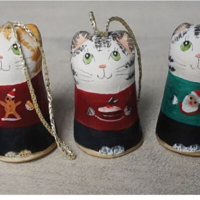 Merryfield Pottery - 5 Christmas Jumper Cat Decorations