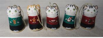 Merryfield Pottery - 5 décorations de chat sauteur de Noël