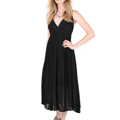 Long Fall Dress in Plain Black color