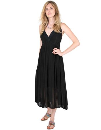 Robe Longue d'Automne de couleur Noir Uni 1