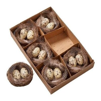 Easter - Set of 6 nest decorations with eggs D 8 cm