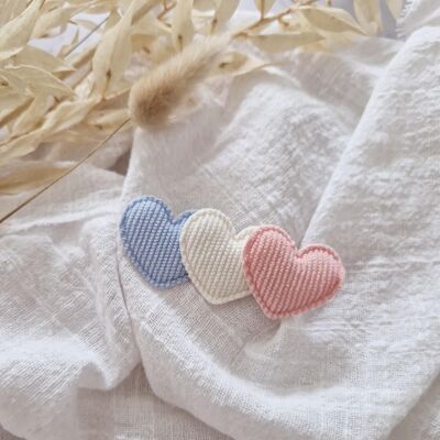Love barrette x 3 pastel blue/white/pastel pink