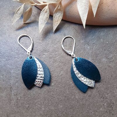 Boucles d'oreilles courtes LES CHOUCHOUS Bleu pétrole