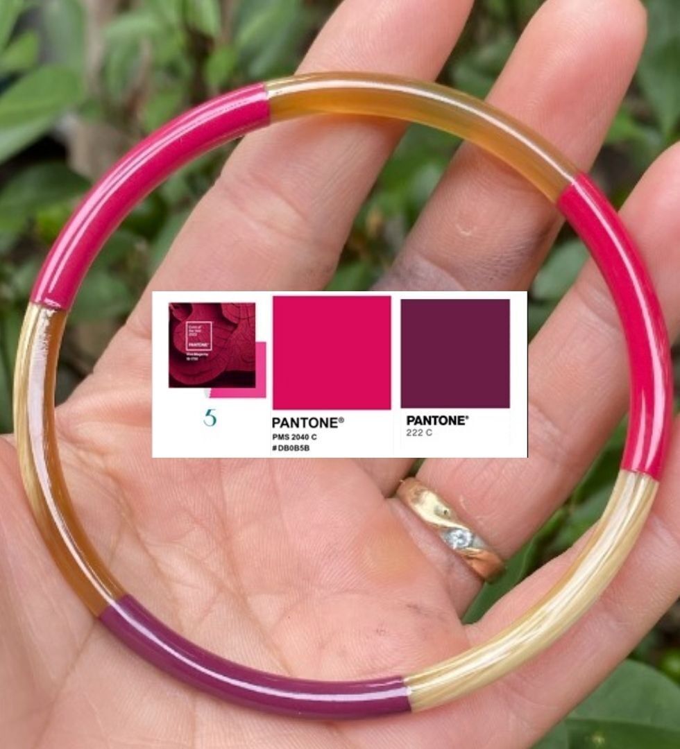 Horn bracelet 3 lines fuchsia 5mm