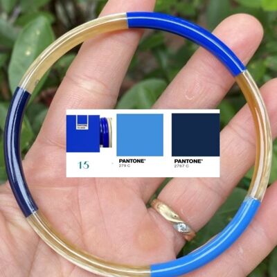 Pulsera de cuerno 3 líneas azul 5mm