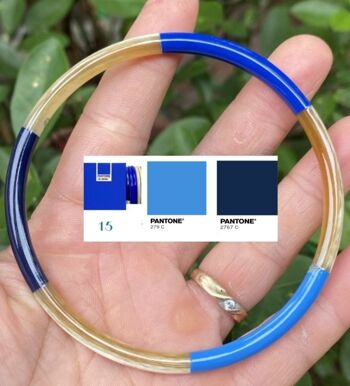 Bracelet corne 3 lignes bleu 5mm 1
